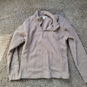 Lucky 66 Fleece Sweater Womens Light Brown Size 1/4 Zip Long Sleeve Athleisure